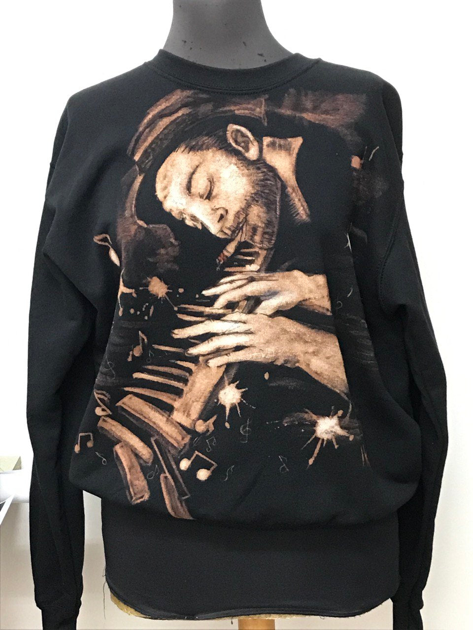 Piano Artist Bleach Painted Sweatshirt