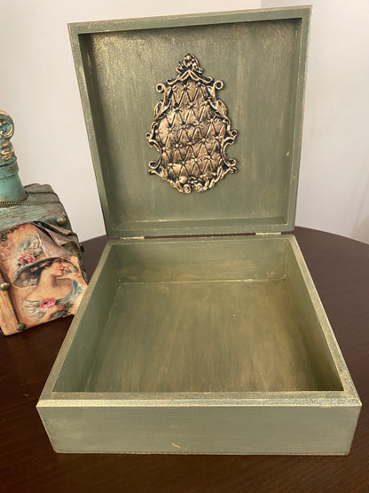 Handmade Olive Leaf Clay Box